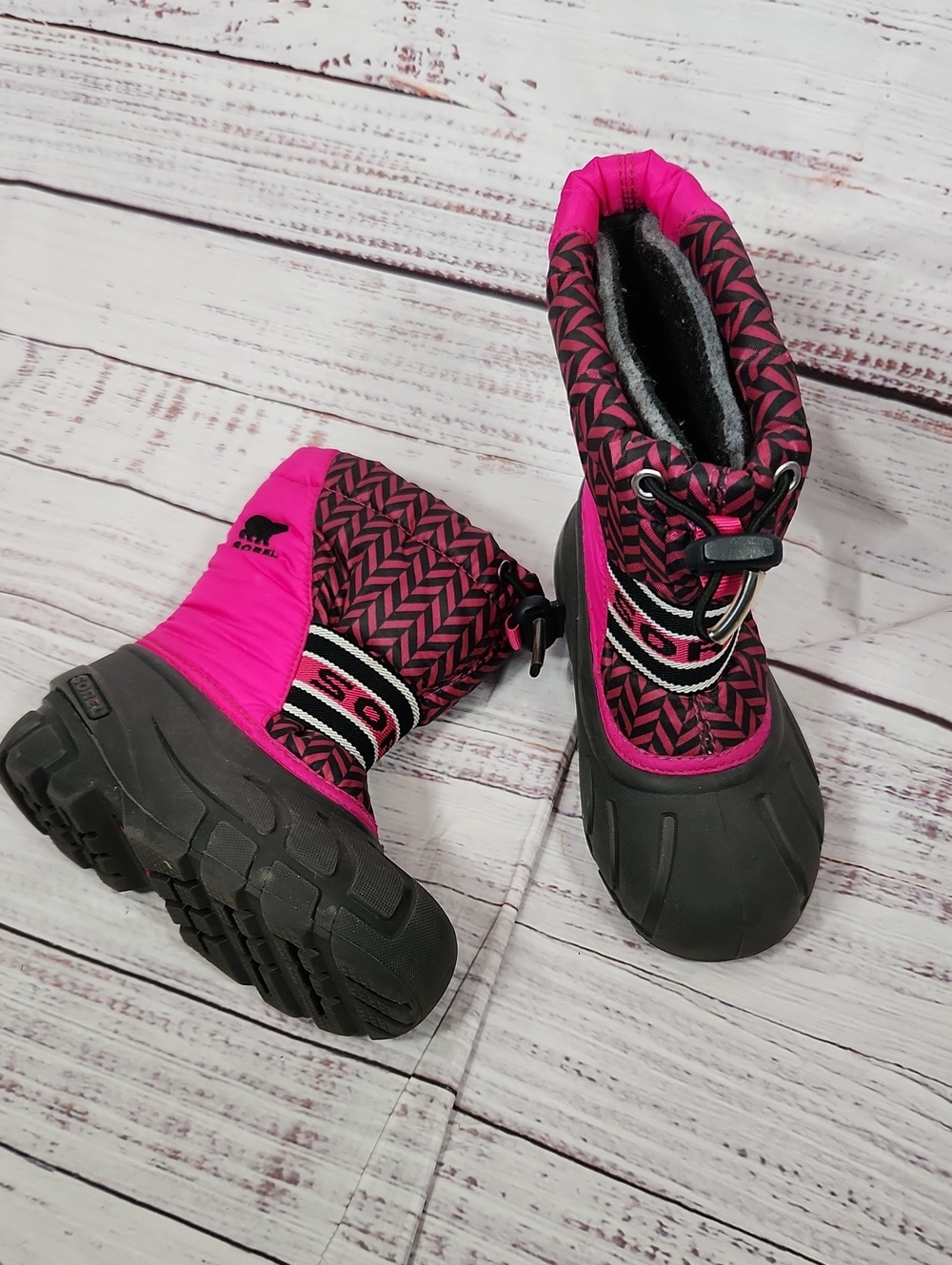 Sorel Kids Pink and Black Waterproof Snow Boots